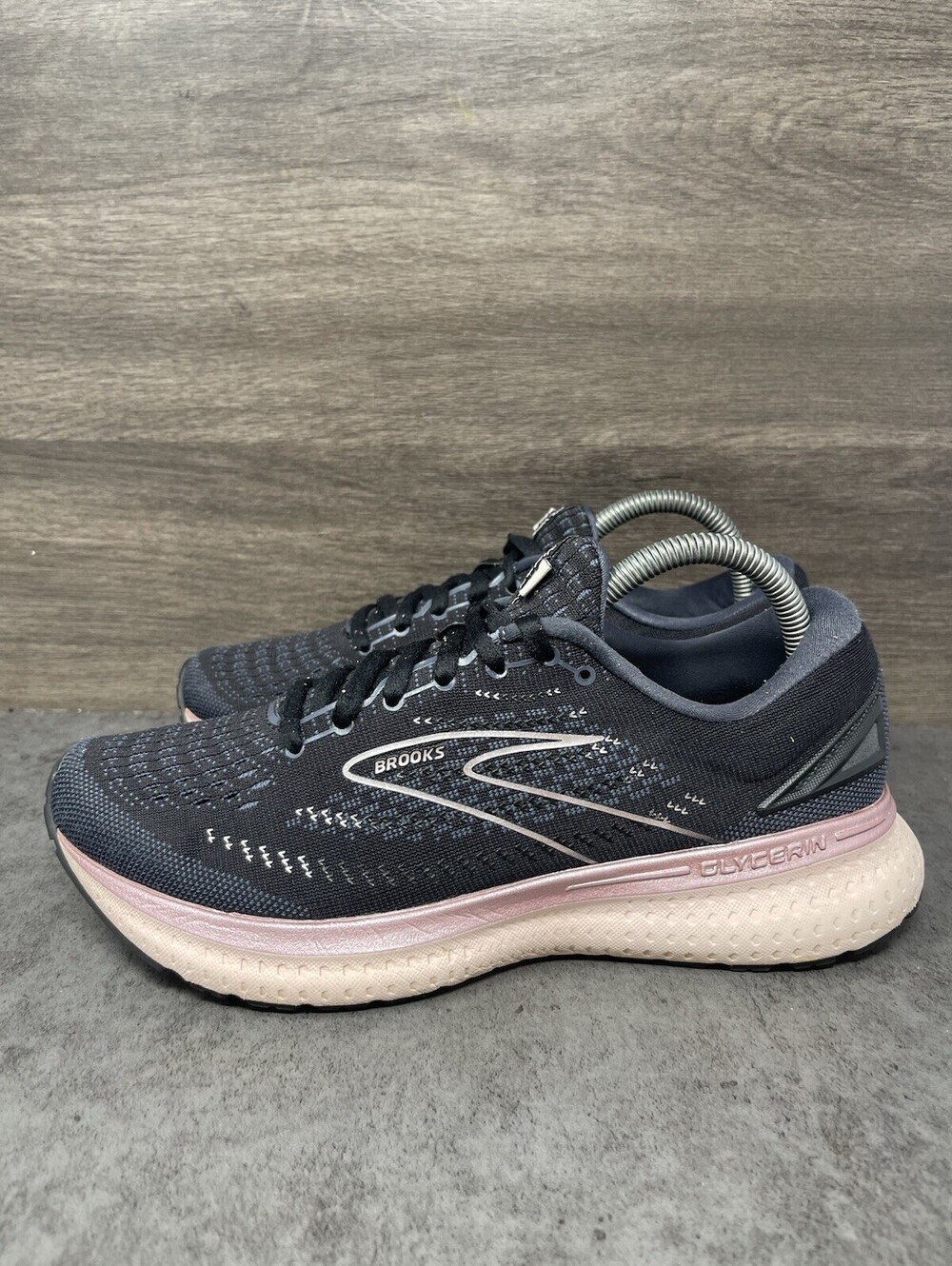 Brooks Glycerin 19 Size 9 Womens Black Pink Cushioned Road Running Shoes B